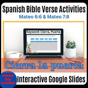Preview of Unit 3 Spanish Bible Verse Activities Matthew 6:6 & 7:8 Cierra la puerta