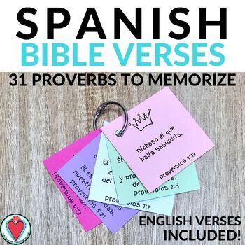 Preview of Spanish Bible Verses Christian School English to Spanish Memory Verses Proverbs