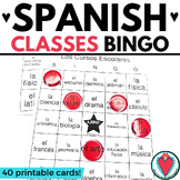Spanish Bingo Game - Class Subjects Vocabulary - Names of 