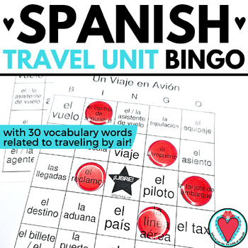 Preview of Spanish Travel Unit - Airport Vocabulary Lists, Bingo Game - Un Viaje en Avión