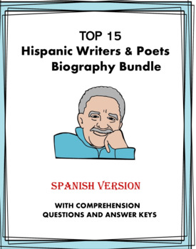 Preview of 15 Hispanic Writers & Poets @45% off! Spanish Biography BIG Bundle (Biografías)