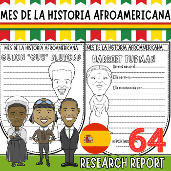 Preview of Spanish Black History Month Bulletin Board Activities Biography Research