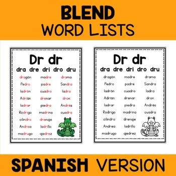 Preview of Spanish Blend Word Lists