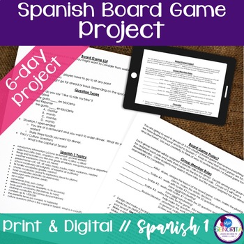 Preview of Spanish Board Game Project - end of year assessment, print and digital