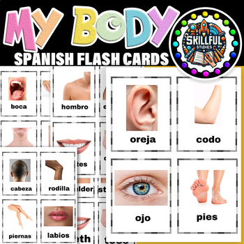 Preview of Spanish Body Parts 28 Flashcards | El cuerpo humano |Tarjetas de Vocabulario