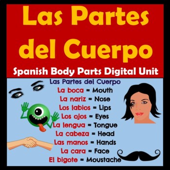 Preview of Spanish Body Parts Digital Unit - Monster Project - Las Partes del Cuerpo