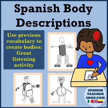 Preview of Spanish Body Parts Drawing for Listening