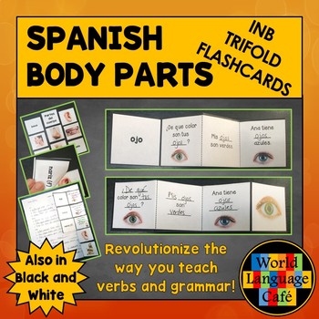 Preview of Spanish Body Parts Interactive Notebook Trifold Flashcards Body Parts Flashcard