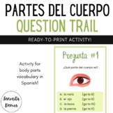 Spanish Body Parts Question Trail Activity - partes del cuerpo