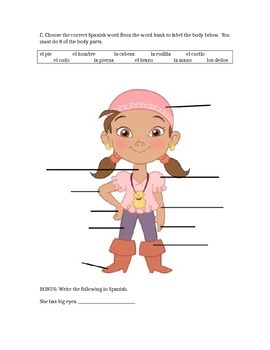 Spanish Body Parts Quiz by Rachel Perkowski | Teachers Pay Teachers