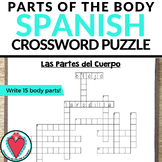 Spanish Body Parts Vocabulary Crossword Puzzle Worksheet w