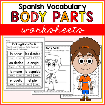 Preview of Spanish Body Parts Vocabulary Worksheets - Las Partes del Cuerpo en Español