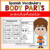 Spanish Body Parts Vocabulary Worksheets - Las Partes del 