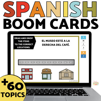 Preview of Spanish Boom Cards BUNDLE Spanish 1 Sub Plans & Review for Spanish 1 Final Exam