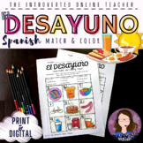 Spanish Breakfast El Desayuno Vocabulary Coloring Workshee