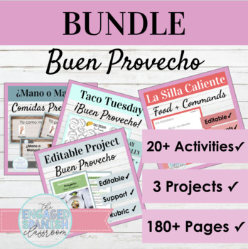 Preview of Spanish Food Vocabulary and Commands Activity Bundle | Buen Provecho