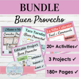 Spanish Food Vocabulary and Commands Activity Bundle | Bue