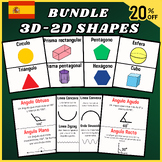 Spanish Bundle 2D-3D Shapes Lines,Angles,Flashcards, Activ