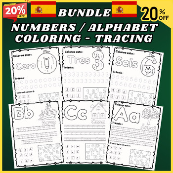 Preview of Spanish Bundle Alphabet And Numbers Tracing & Writing-Coloring PreK,Kindergarten