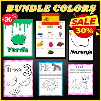 Preview of Spanish Bundle, Colors,exercises, Farm Animal Fun Facts,Writing Letters Tracing