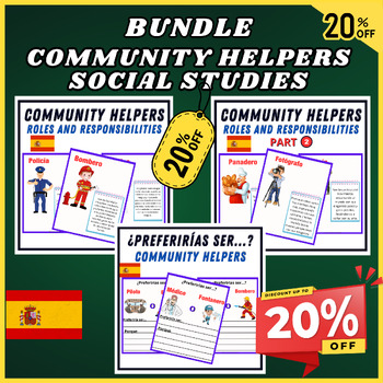 Preview of Spanish Bundle Community Helpers Social Studies,Part 12 (Would You Rather )