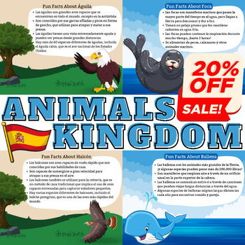 Preview of Spanish Bundle : FACTS For 4 Types of Animal Kingdom - Vol 2