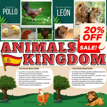 Preview of Spanish Bundle : Facts and Real Life Photos For 4 Types of Animal Kingdom, Vol 1