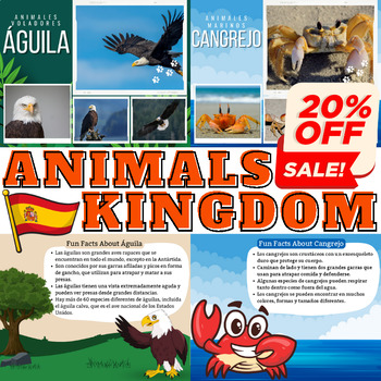 Preview of Spanish Bundle : Facts and Real Life Photos For 4 Types of Animal Kingdom, Vol 2