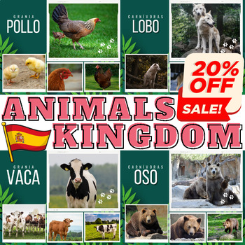 Preview of Spanish Bundle : Real Life Photos For 4 Types of Animal Kingdom - Vol 1