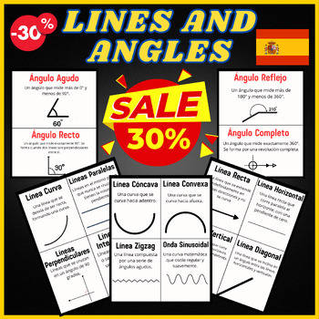 Preview of Spanish Bundle Types of Lines & Angles - Geometry - Straight Line - Measuring
