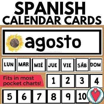 Spanish Days of the Week Pocket Chart Cards and Worksheets Español Dark  Purple