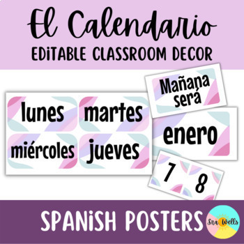 Preview of Spanish Calendar | El Calendario Display Classroom Decor EDITABLE