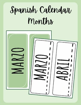 Spanish Calendar Months by Mrs Shaffner Teachers Pay Teachers