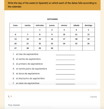 BUNDLE Days of the Week and Months in Spanish Quiz, Digital Calendar &  Labels