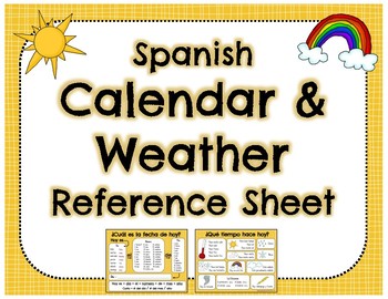 Preview of Spanish Calendar & Weather Vocabulary Reference Sheet