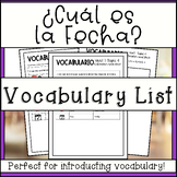 La Fecha | Vocabulary List | Spanish Calendar and Date| ¿C