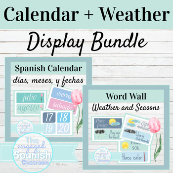 Preview of Spanish Classroom Decor Bundle | Calendar and Weather Word Wall