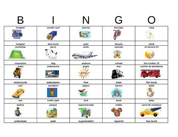 Preview of Spanish Summer Road Trip Bingo -Great for Classes, Families & Beginning Learners