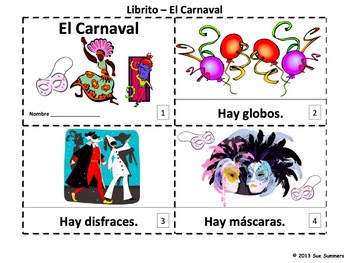 Preview of Spanish Carnival 2 Emergent Reader Booklets - Libritos El Carnaval