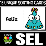 Spanish Celebration Party Hat SEL and ESL Emotions Matching Cards