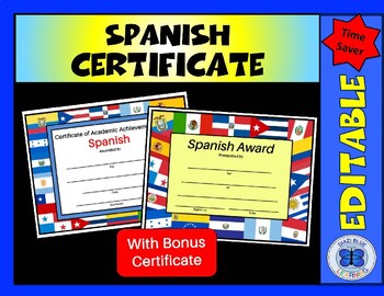 Preview of Spanish Certificate - Editable