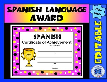 Spanish Certificate of Achievement Trophy Editable by Diazi