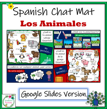 Preview of Spanish Chat Mat - Animals - Google Slides Version