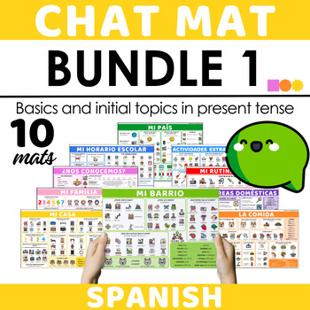 Preview of Spanish Chat Mat Bundle 1 - Basics and Initial Topics in Spanish (Present Tense)