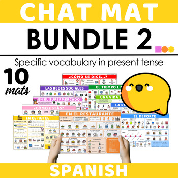 Preview of Spanish Chat Mat Bundle 2 - Specific Topics & Vocabulary (Present Tense)