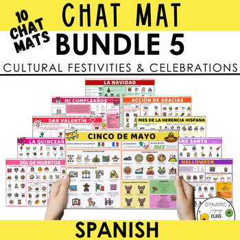 Preview of Spanish Chat Mat Bundle 5 - Cultural Festivities & Celebrations