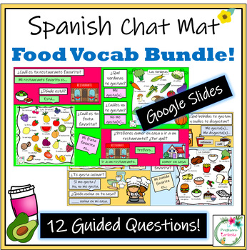 Preview of Spanish Chat Mat Bundle - Food Vocab - Google Slides