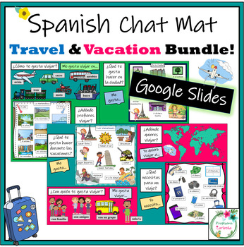 Preview of Spanish Chat Mat Bundle - Travel & Vacation - Google Slides