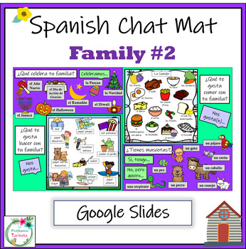 Preview of Spanish Chat Mat Family Life #2 - Google Slides Version