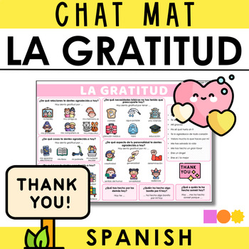 Preview of Spanish Chat Mat - Gratitude - Give Thanks - Thanksgiving - Appreciation - SEL